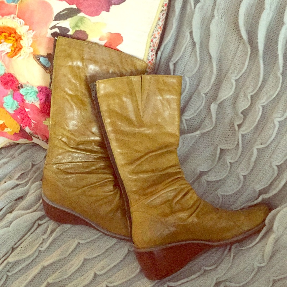Green leather boots